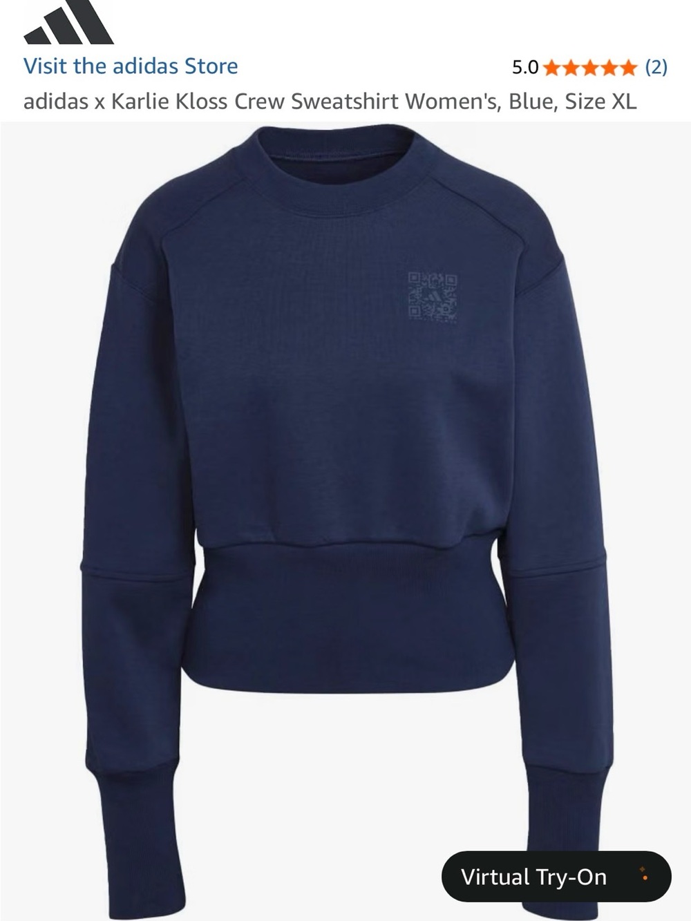 adidas Women's Navy Crew Sweatshirt with Subtle Chest Logo